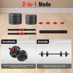 22lb 2-in-1 Adjustable Dumbbell & Barbell Set for Home Exercise & Fitness
